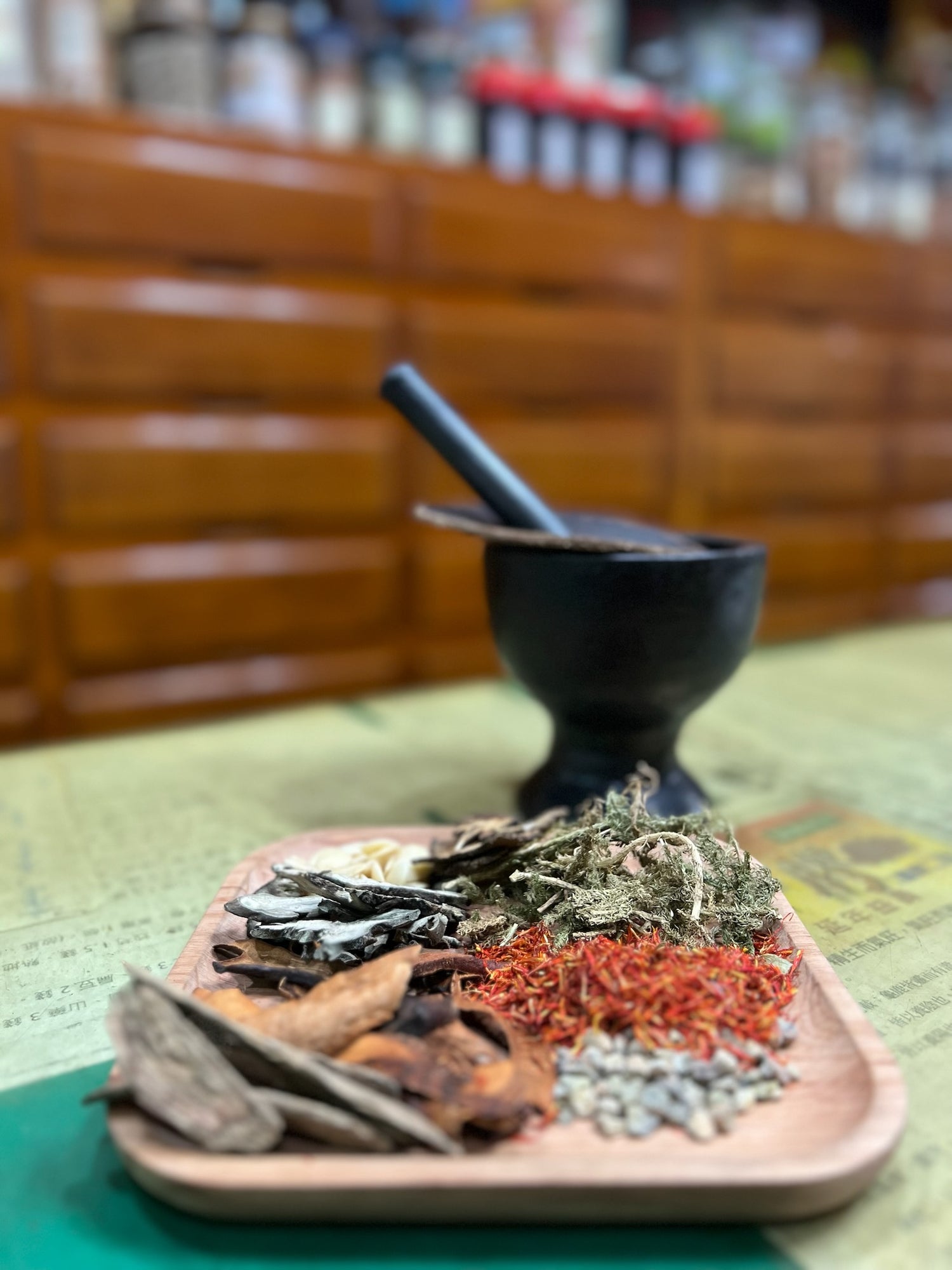 The tradition herbal operation in the dispensary. 