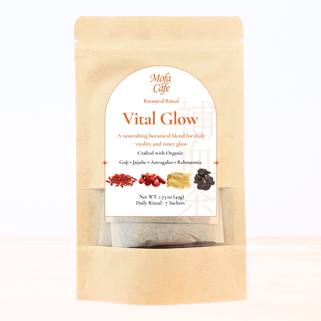 The front packaging of Vital Glow Tea
