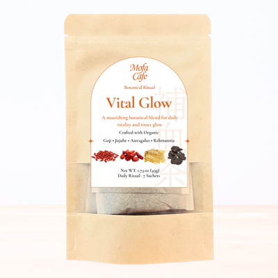 The front packaging of Vital Glow Tea