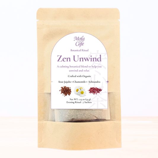 Front packaging of zen unwind tea
